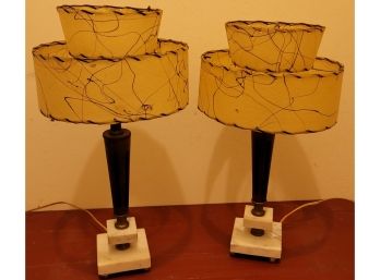 Pair Of 17' Mid Century Italian Lamps - Marble Base