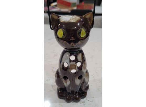 1970s Inarco Brown Cat Votive Holder With Handle