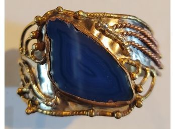 Navy Blue Geode Cuff Bracelet 2' Wide