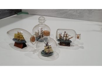 4 Mini Ships In Bottles - K
