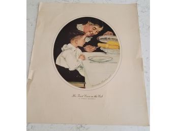Norman Rockwell Print- His First Corn On The Cob - 15.5 X 18