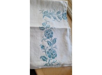 60 X 80 Cross Stitched Tablecloth