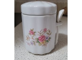 Porcelain Canister With Spoon