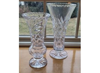 2 Crystal Vases - 10 & 12' Has Chips