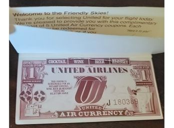 United Airlines Air Currency - 1 Left In Book