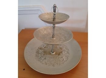 Hammered Aluminum  Two Tiered Server