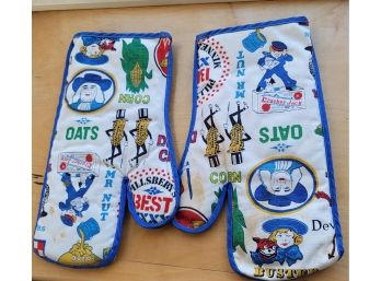 Pair Of Vintage Advertising Oven Mitts
