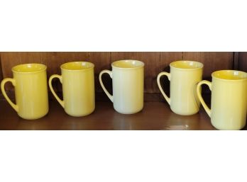 5 Yellow Mugs