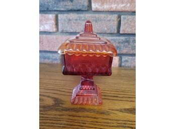 Covered Candy Dish Red/Orange