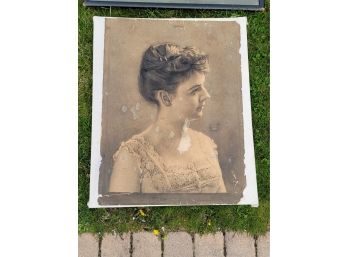 Antique 20 X 24 Picture Mounted On Cloth