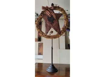 36' Wreath Stand With Rooster Wreath