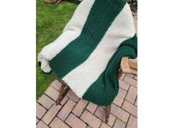 Green And White Afghan Twin Sized