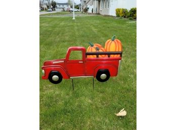 Tin Yard Sign Pumpkin Truck