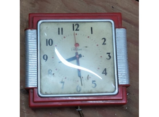 1940s Red Telechron Wall Clock - Untested