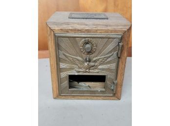 Antique Post Office Box Combination Safe- Glass Broken-Paper Work Inside