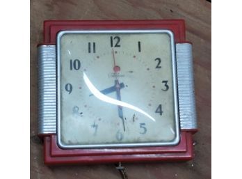 1940s Red Telechron Wall Clock - Untested