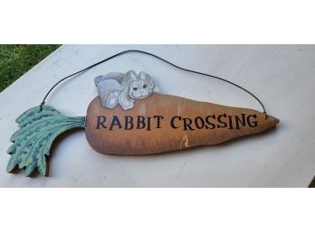 Painted Wood Rabbit Crossing Sign 16'