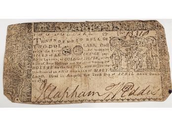 1774 2 Dollar Colonial Currency