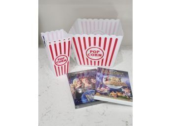 Popcorn Buckets And 2 Sealed Movies DVDs All New