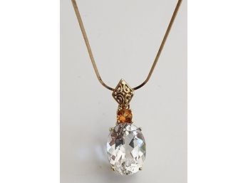 Sterling Necklace Adjustable Length - Stone Drop
