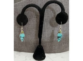 Sterling/turquoise Teardrop Earrings
