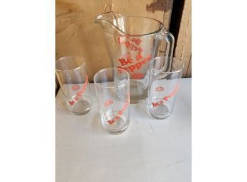 Dr Pepper Pitcher And 3 Glasses