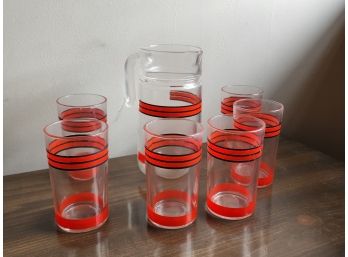 Italian Pitcher With 6 Glasses