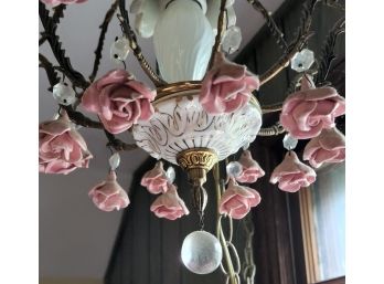 13' X 13' - Ceramic Swag Lamp With Hanging Roses