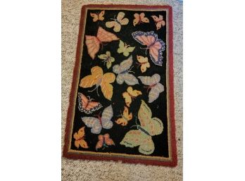 20 X 33 Butterfly Hooked Rug