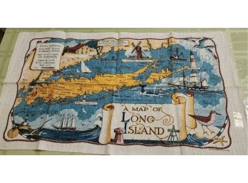 NOS KayDee Map Of Long Island Tea Towel