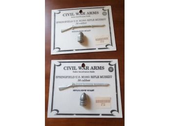 2 Souvenir Civil War Mini Musket And Bullet
