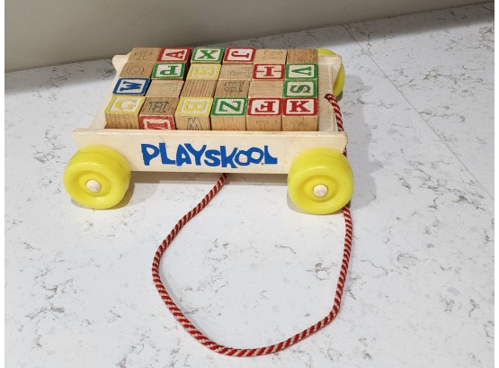 1970s Playskool Blocks And Wagon