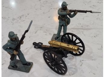 Civil War Figures And Old Fort Niagara Cast Iron Cannon