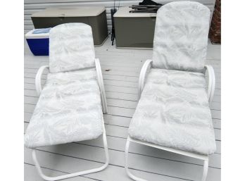 Pair Of Aluminum Craig Adam Lounge Chairs With Cushions