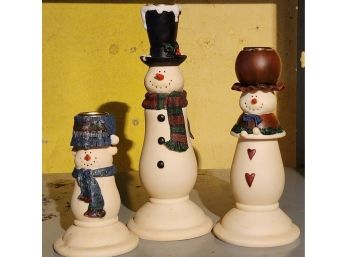 Snowman Taper Holders