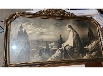 Antique Print Of Jesus- Gorgeous Frame