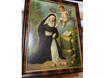 Antique  17 X 22 Religious Print By Leiber