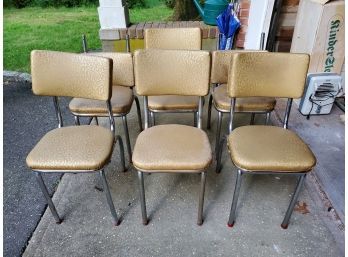 Set Of 6 Chrome Legged Chairs