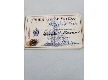 Order Of De Molay Card And Pin