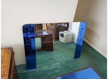Art Deco Mirror With Blue Mirrored Sides