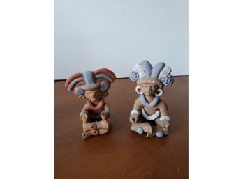 Two Miniature Clay Aztec Figures