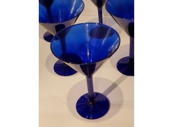 Set Of 6 Cobalt Colored Martini Glasses