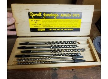 Russell Jennings Auger Bits  3 Compartment Box - Brooklyn Navy Ship Yard