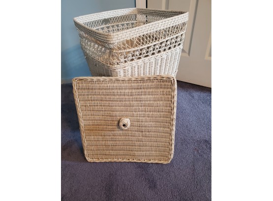 Tall Lidded Wicker Laundry Basket
