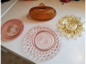 4 Pieces Of Depression Glass