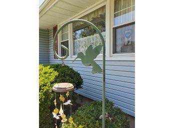 Shepherds Hook With Bird Design And Wind Chime