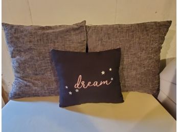 3 Pillows -gray 17' Square- Dream 11x13