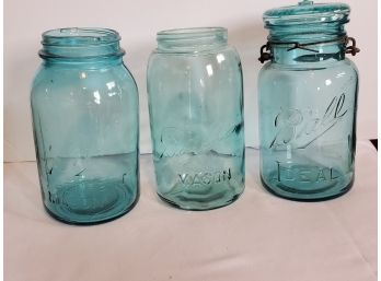 3 Different Ball Mason Jars - 1 With Lid And Bale