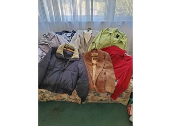 Lot Of 7 Ladies Coats/Jackets - Size Large - Raincoat - Suede
