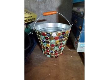 One Of A Kind Beer Cap Galvanized Pail